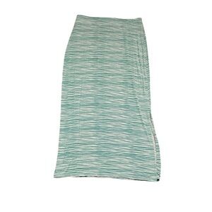 LOFT Green and White Striped Maxi Skirt Size Small Petite